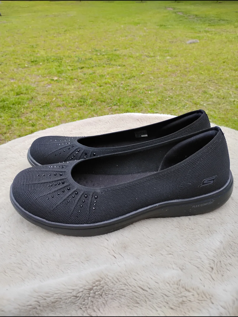 Skechers Shoes Women's 11 Solid Black Air Cooled Memory Foam Ballet Flats - Picture 1 of 6